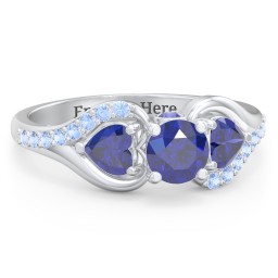 1/2 ct. Round Gemstone Peek-A-Boo Engagement Ring with Heart Stones & Accents Stones
