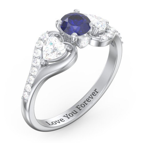 1/2 ct. Round Gemstone Peek-A-Boo Engagement Ring with Heart Stones & Accents Stones