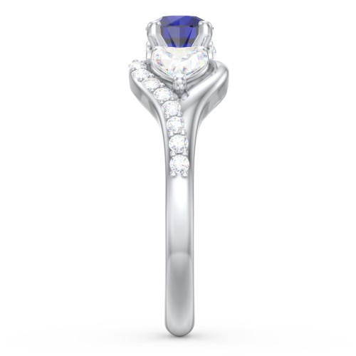 1/2 ct. Round Gemstone Peek-A-Boo Engagement Ring with Heart Stones & Accents Stones