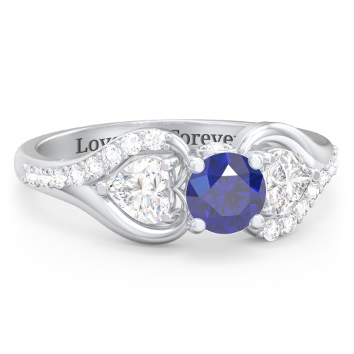 1/2 ct. Round Gemstone Peek-A-Boo Engagement Ring with Heart Stones & Accents Stones