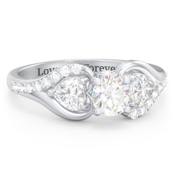 1/2 ct. Round Gemstone Peek-A-Boo Engagement Ring with Heart Stones & Accents Stones in 925 Sterling Silver with Lab Diamond and Diamond