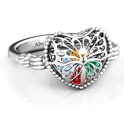 Caged Hearts Ring with 2-6 Stones