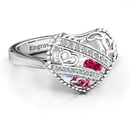 Caged Hearts Ring with 2-6 Stones