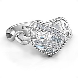 Caged Hearts Ring with 2-6 Stones