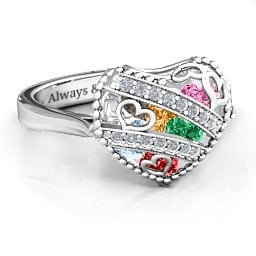 Caged Hearts Ring with 2-6 Stones
