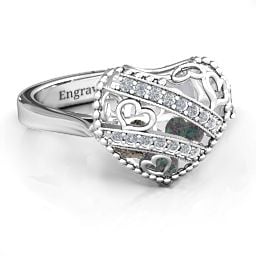 Caged Hearts Ring with 2-6 Stones
