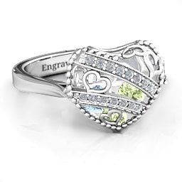 Caged Hearts Ring with 2-6 Stones