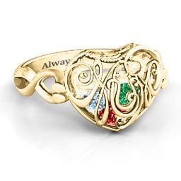 Caged Hearts Ring with 2-6 Stones