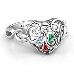 Caged Hearts Ring with 2-6 Stones