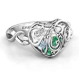 Caged Hearts Ring with 2-6 Stones