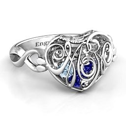 Caged Hearts Ring with 2-6 Stones