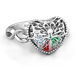Caged Hearts Ring with 2-6 Stones