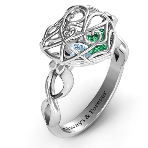 Encased in Love Caged Hearts Ring with Infinity Band