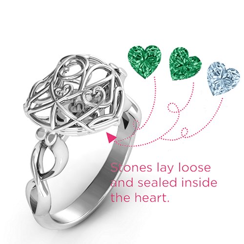 Encased in Love Caged Hearts Ring with Infinity Band
