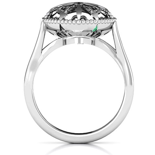 Butterfly Caged Hearts Ring with Ski Tip Band