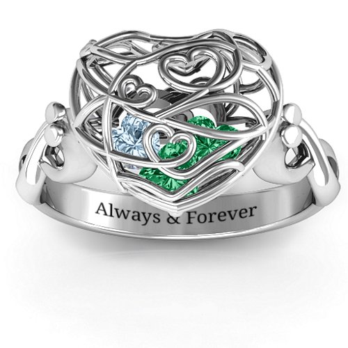 Encased in Love Caged Hearts Ring with Infinity Band