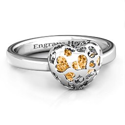 Petite Caged Hearts Ring with 1-3 Stones