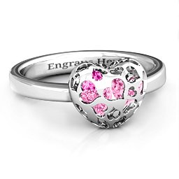 Petite Caged Hearts Ring with 1-3 Stones