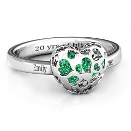 Petite Caged Hearts Ring with 1-3 Stones
