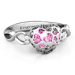 Petite Caged Hearts Ring with 1-3 Stones