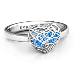 Petite Caged Hearts Ring with 1-3 Stones