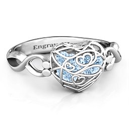 Petite Caged Hearts Ring with 1-3 Stones
