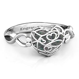 Petite Caged Hearts Ring with 1-3 Stones