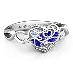 Petite Caged Hearts Ring with 1-3 Stones