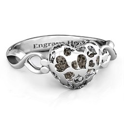 Petite Caged Hearts Ring with 1-3 Stones in 925 Sterling Silver with Smokey Quartz, Citrine, and Pink Tourmaline
