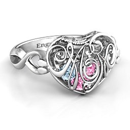 Caged Hearts Ring with 2-6 Stones