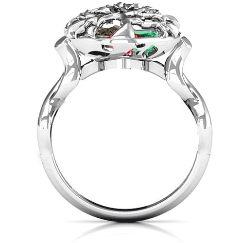 Family Tree Caged Hearts Ring with Infinity Band