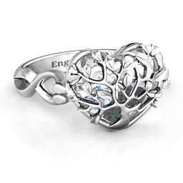 Caged Hearts Ring with 2-6 Stones in 925 Sterling Silver with Alexandrite