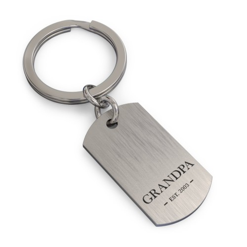 Engravable GRANDPA Dog Tag Keychain with Year