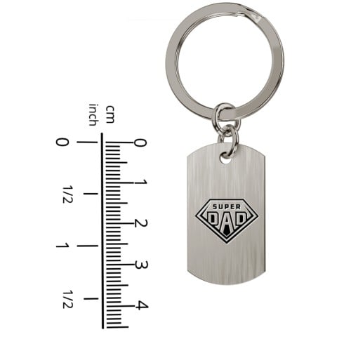 Engravable SUPER DAD Dog Tag Keychain
