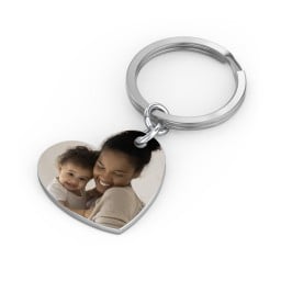 Engravable Photo Heart Disc Keychain