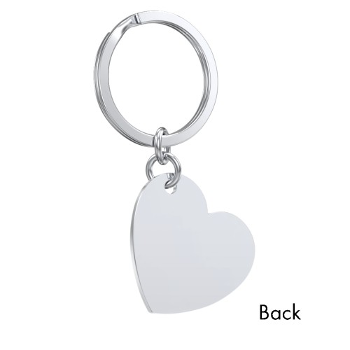 Engravable Photo Heart Disc Keychain