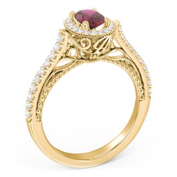 Classic Diamond Engagement Ring with Pave Accented Halo and Initial Setting - "The Brigitte"