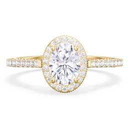 Classic Diamond Engagement Ring with Pave Accented Halo and Initial Setting - "The Brigitte"