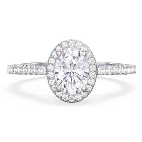 Classic Diamond Engagement Ring with Pave Accented Halo and Initial Setting - "The Brigitte"