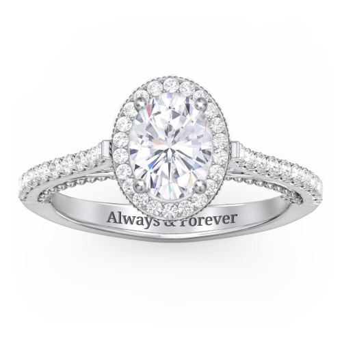 Classic Diamond Engagement Ring with Pave Accented Halo and Initial Setting - "The Brigitte"