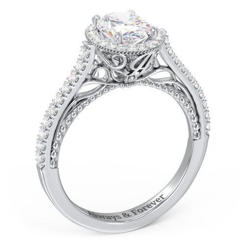 Classic Diamond Engagement Ring with Pave Accented Halo and Initial Setting - "The Brigitte"