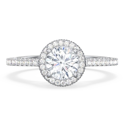 Classic Diamond Engagement Ring with Pave Accented Halo and Initial Setting - "The Brigitte"