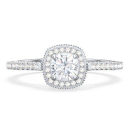 Classic Diamond Engagement Ring with Pave Accented Halo and Initial Setting - "The Brigitte"