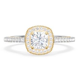 Classic Diamond Engagement Ring with Pave Accented Halo and Initial Setting - "The Brigitte"