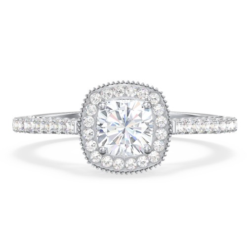 Classic Diamond Engagement Ring with Pave Accented Halo and Initial Setting - "The Brigitte"