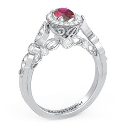 Vintage Diamond Engagement Ring with Accents and Halo Setting - "The Audrey"