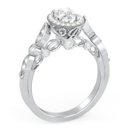 Vintage Diamond Engagement Ring with Accents and Halo Setting - "The Audrey"