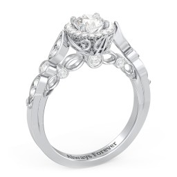 Vintage Diamond Engagement Ring with Accents and Halo Setting - "The Audrey"
