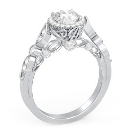 Vintage Diamond Engagement Ring with Accents and Halo Setting - "The Audrey"