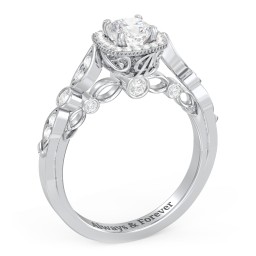 Vintage Diamond Engagement Ring with Accents and Halo Setting - "The Audrey"